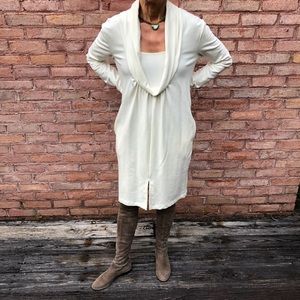 NWT winter white ecoSkin dress sz S w/ cowl neck